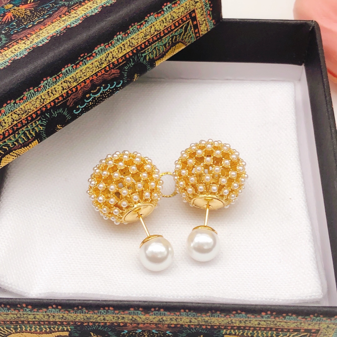 Number DED0179Dior's new models 💦 CD round tennis sized pearl hollow - Jewelry 3