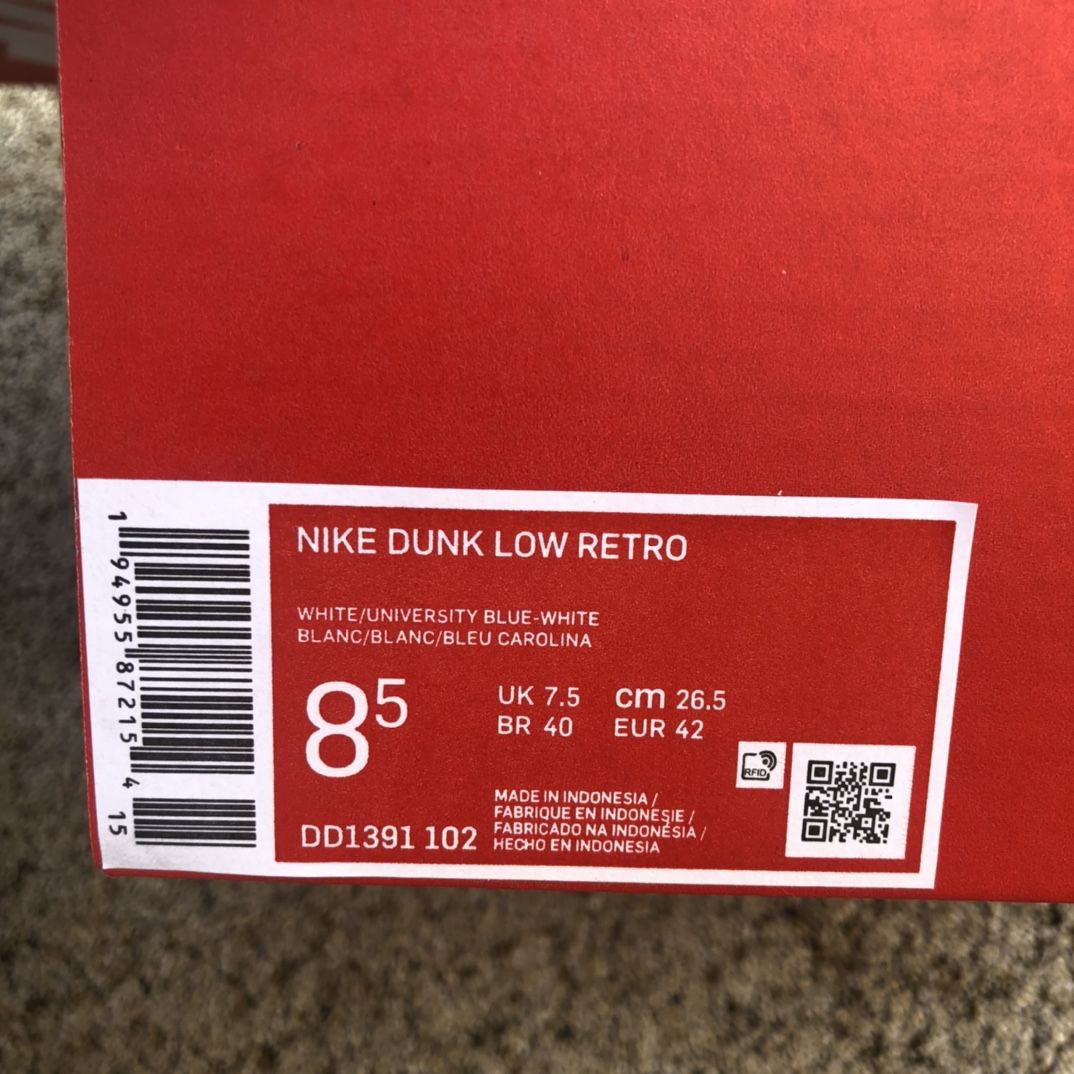 360 高质量Nike Dunk Low Retro 大学蓝 北卡白蓝 低帮 DD1391-102