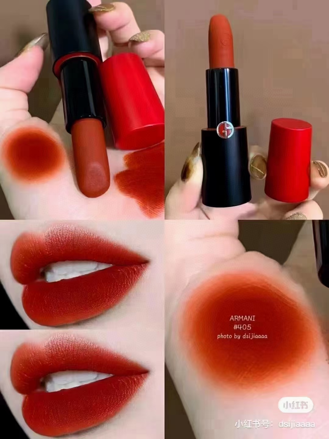 专柜版💰63包邮
质量改进新款爆款来了❗️❗️Armani阿玛尼秋季威尼斯哑光口红唇膏 405 红黑管新品❗️ 这个系列真的爱了 口红质地更好的涂抹连牙齿都显得那么白了