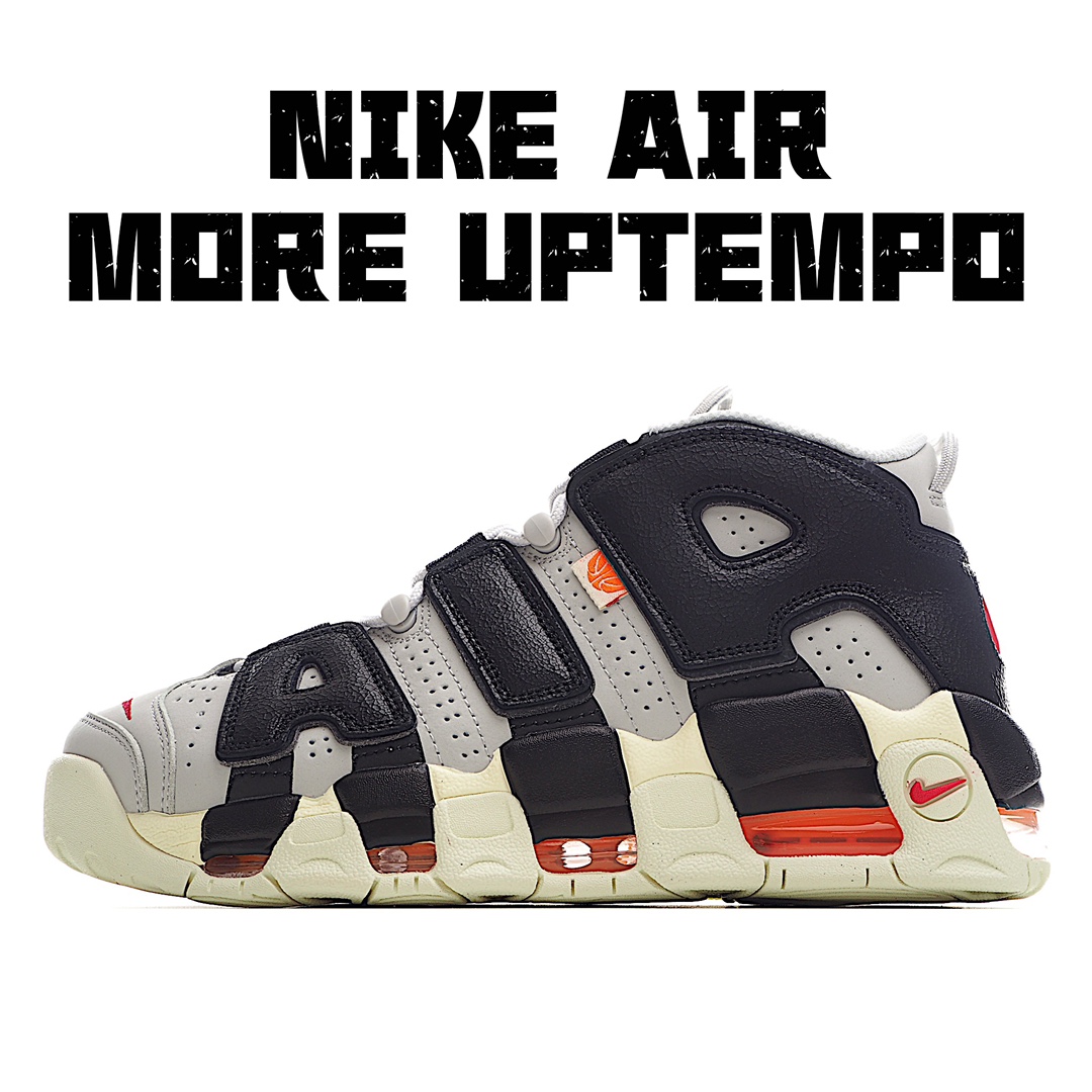 H5 .WY纯原版本NK Air More Uptempo “Nike Hoops’ 复古篮球鞋 灰黑橙