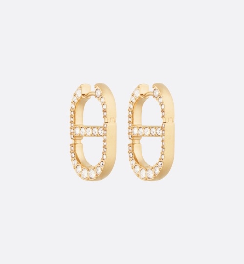 Dior 30 Montaigne Earrings Gold Finish Metal and White Crystals, CD Signature 1 Dior 30 Montaigne Earrings Gold Finish Metal and White Crystals, CD Signature