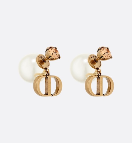 Dior Tribales Earrings with Pearl and CD Logo, Gold Finish 1 Dior Tribales Earrings with Pearl and CD Logo, Gold Finish