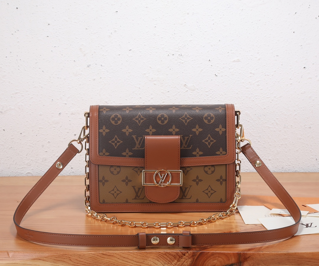 لويس فيتون LV Dauphine حقيبة حقيبة يد Monogram Canvas قماش سلسلة الربيع موضة M45958