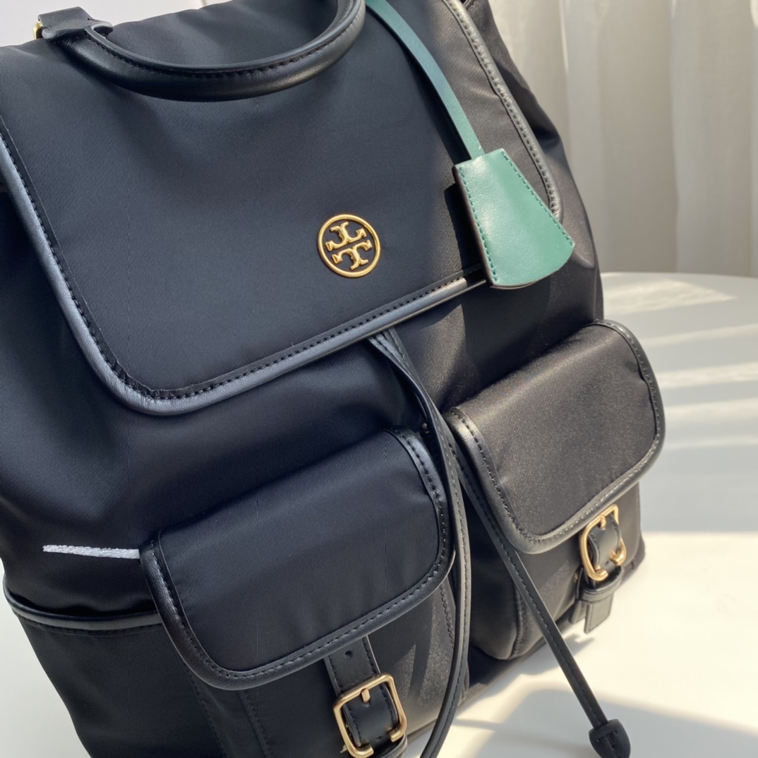 Tory Burch 编号012 汤丽柏琦 PIPER FLAP 多口袋双T LOGO双肩背包 74649