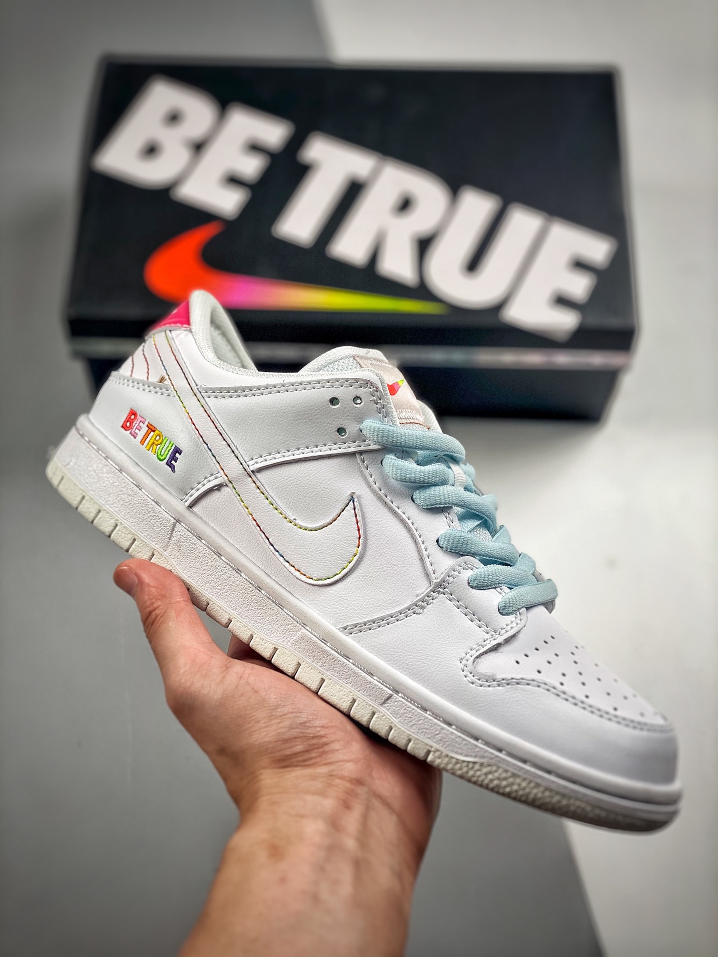 -2 Nk Dunk SB Low Blanco, degradado arcoíris, raspable, la mejor opción en relación calidad-precio, fotos reales de est…