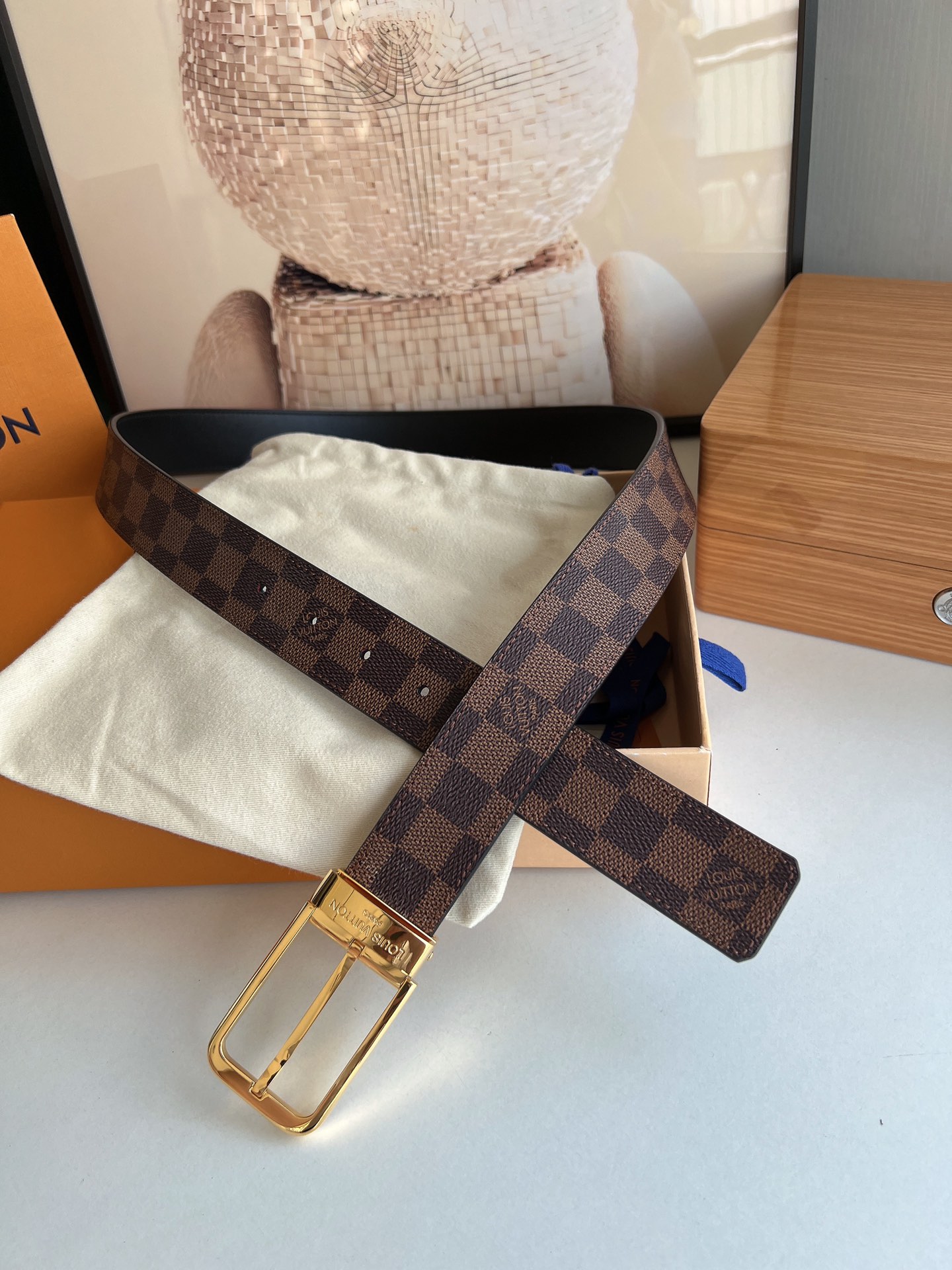 LV/路易威登   老花仔料的针式腰带
