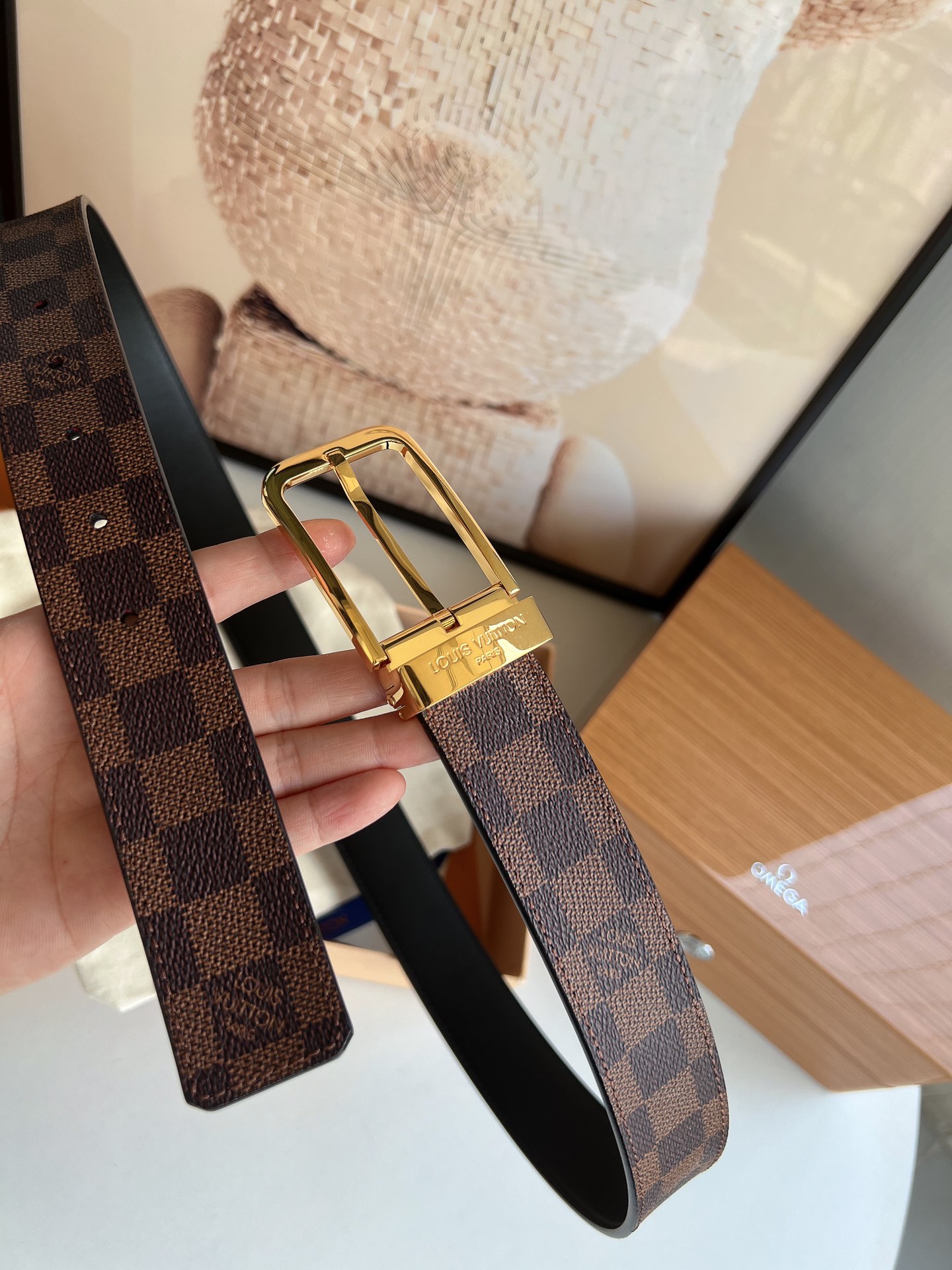 LV/路易威登   老花仔料的针式腰带