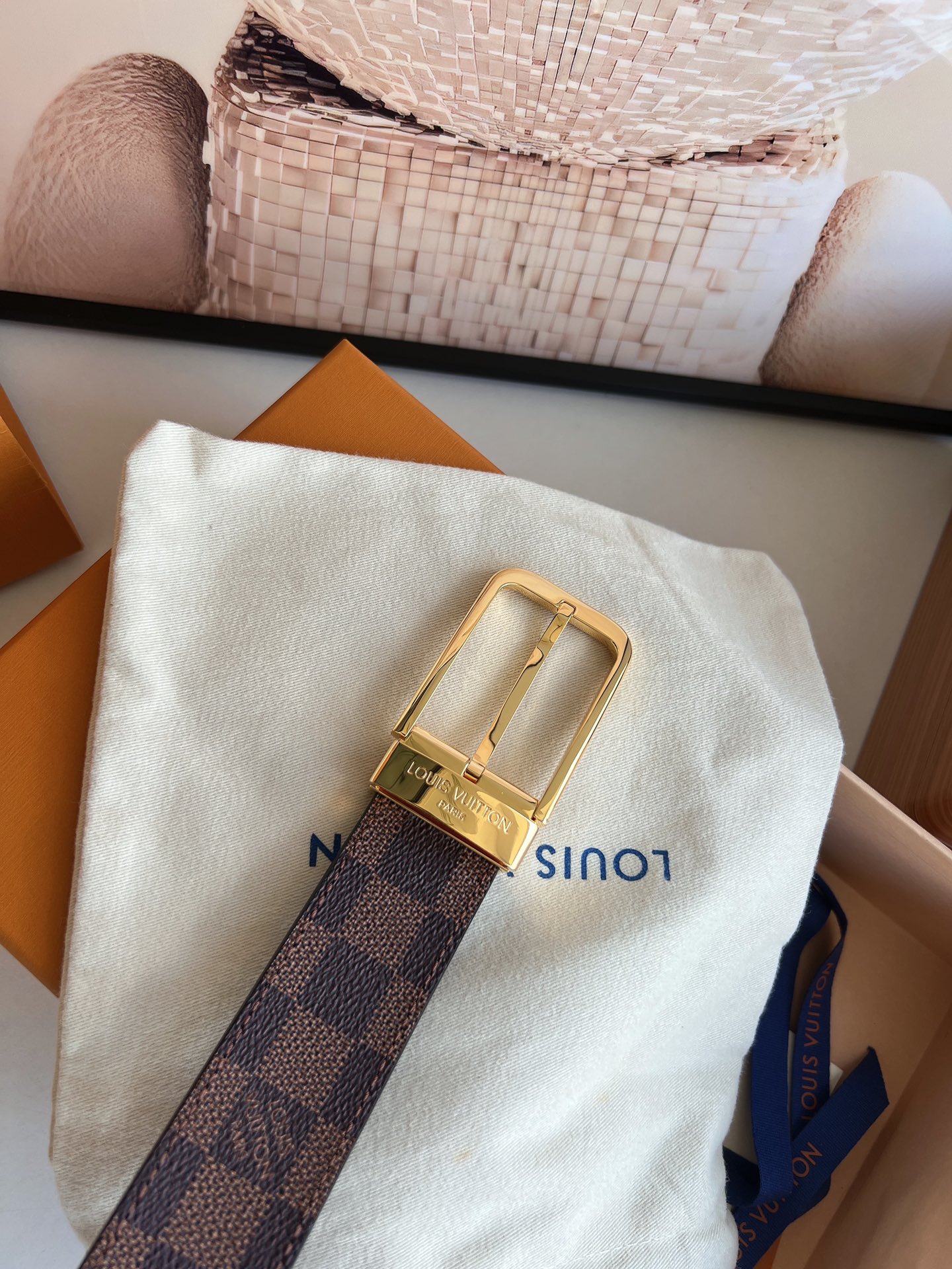 LV/路易威登   老花仔料的针式腰带