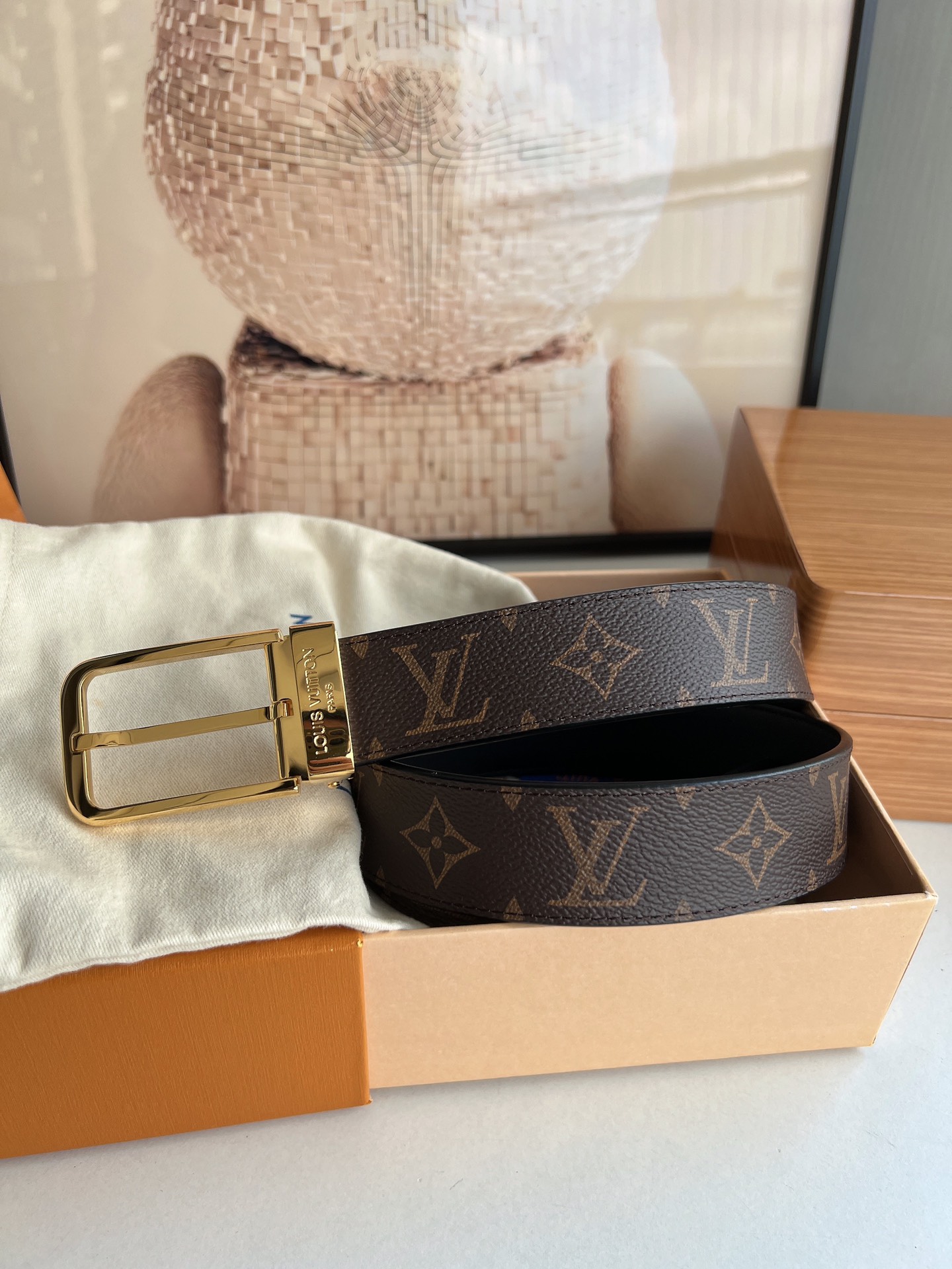 LV/路易威登   老花仔料的针式腰带