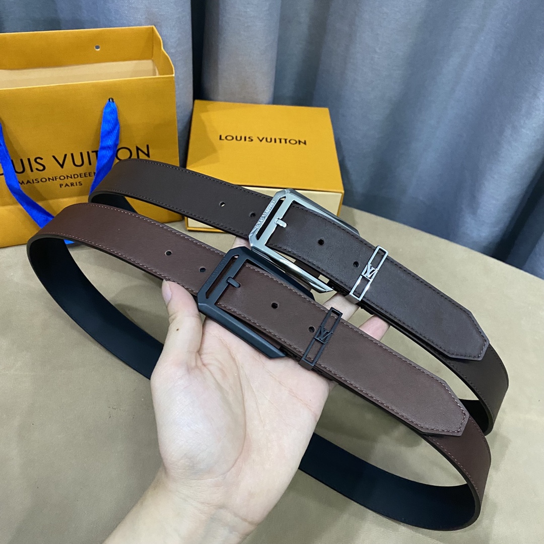 Louis Vuitton Belts Men Calfskin Cowhide