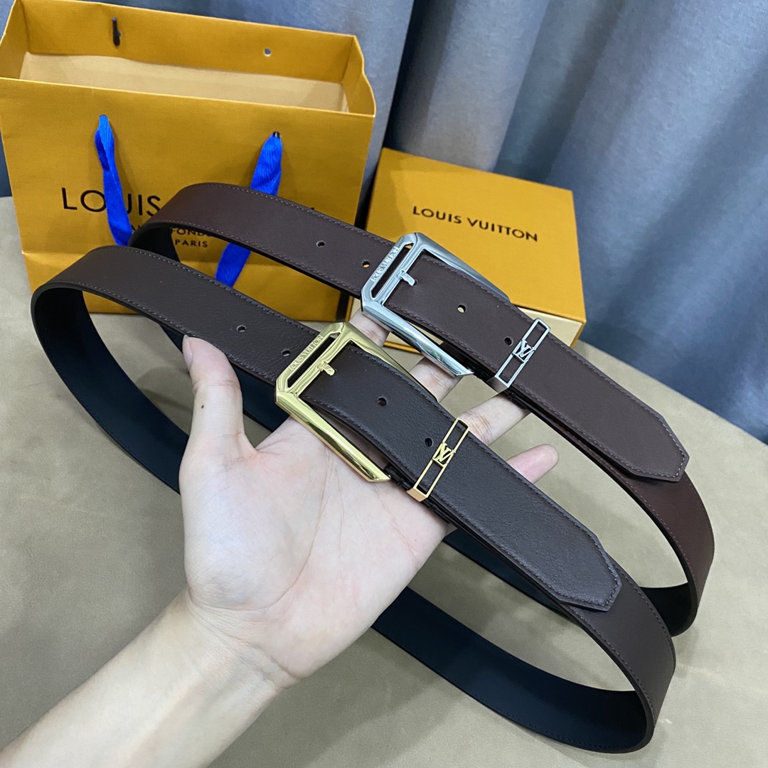 Louis Vuitton Belts Men Calfskin Cowhide