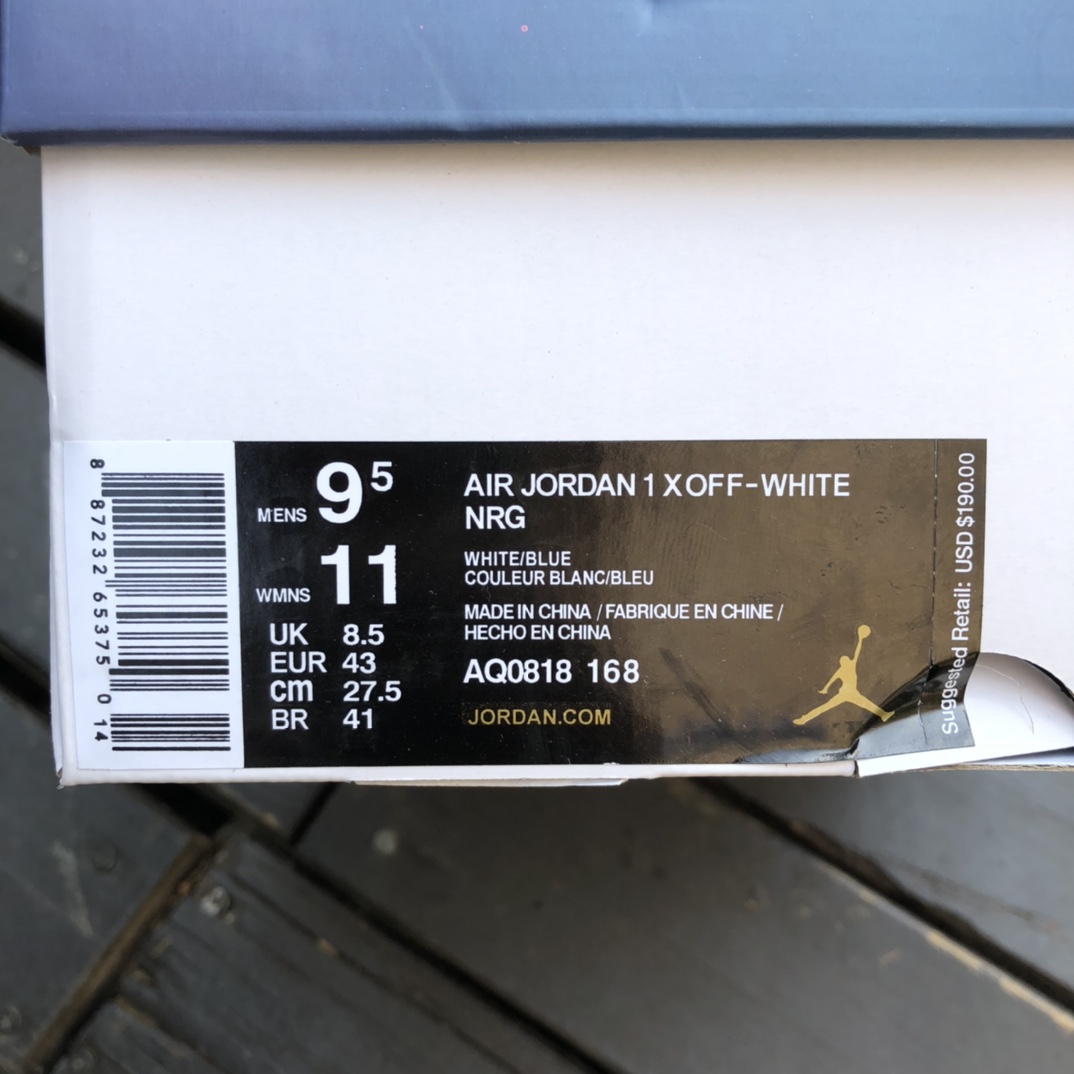 Off-White x Air Jordan 1 OW joint AJ1PSS white blue high help 50818-168