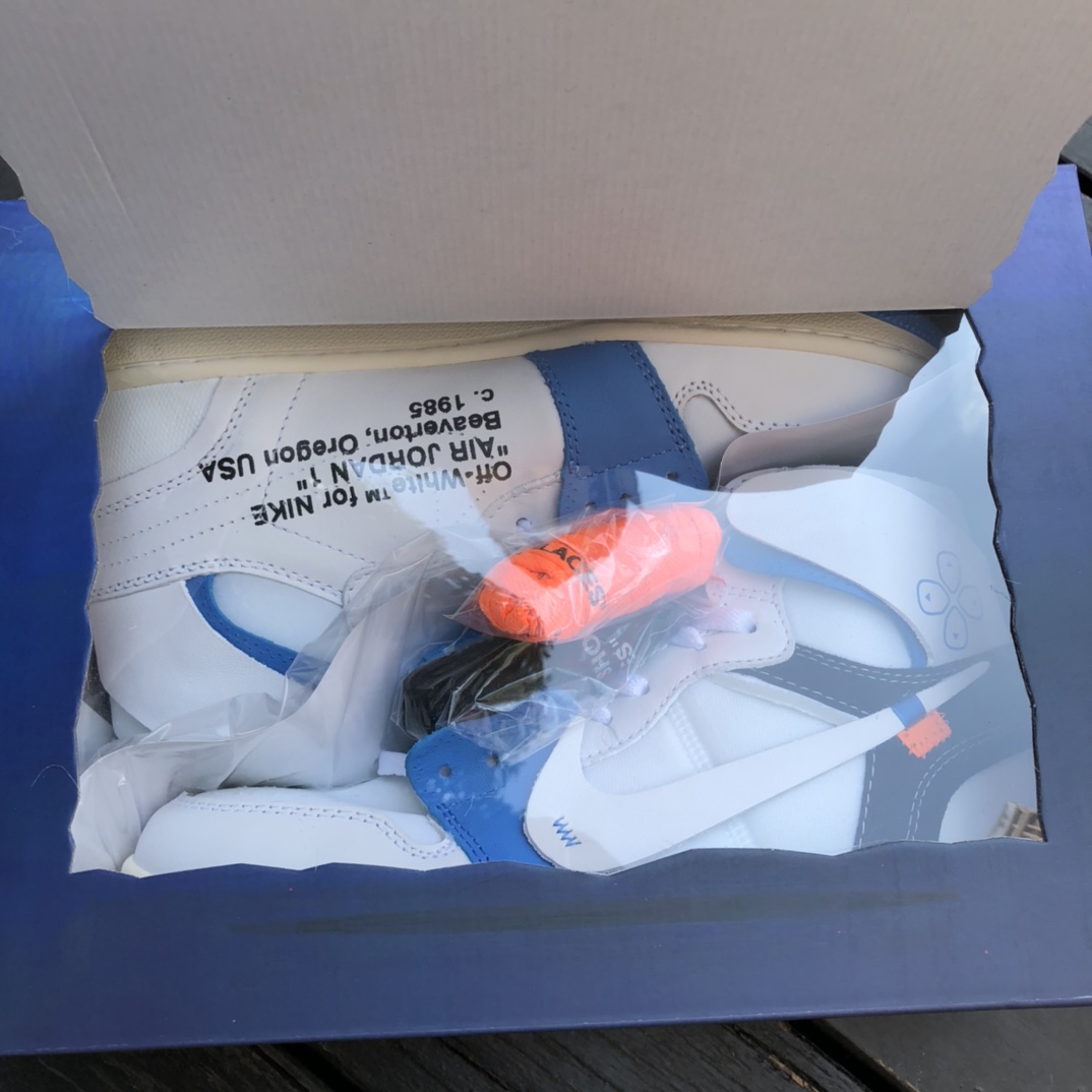 Off-White x Air Jordan 1 OW joint AJ1PSS white blue high help 50818-168