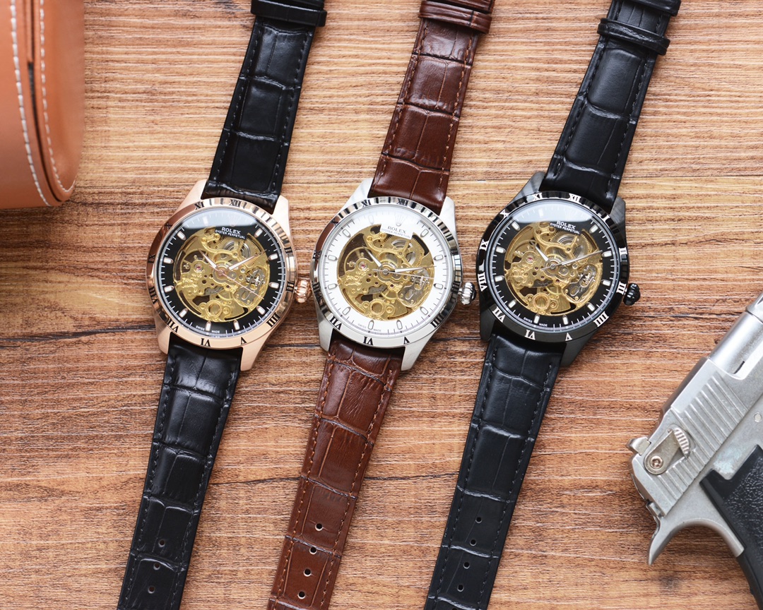 男人挚爱 镂空腕表 最新： 劳力士 Rolex 最佳设计独家首发 类型：精品男士腕表 表带：真牛皮表带 机芯：高端全自动机械机芯 镜面：矿物质强化玻璃更高清 品味高雅 浩瀚大气 匠心独运 腕间瑰宝 尺寸：直径41mm厚12mm