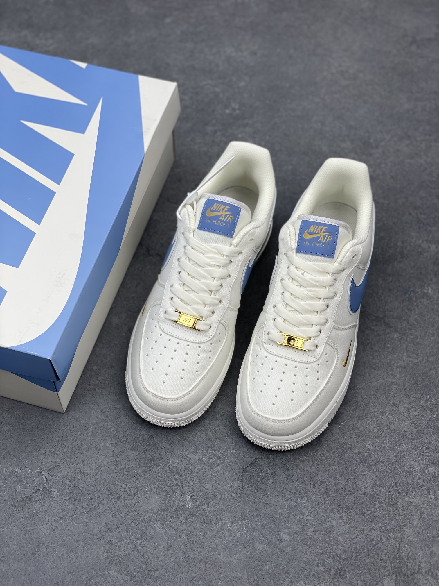 Nike Air Force 1 '07 Low-Top Sneakers - Blue and Gold Accents 9 i1660682947 4462 7