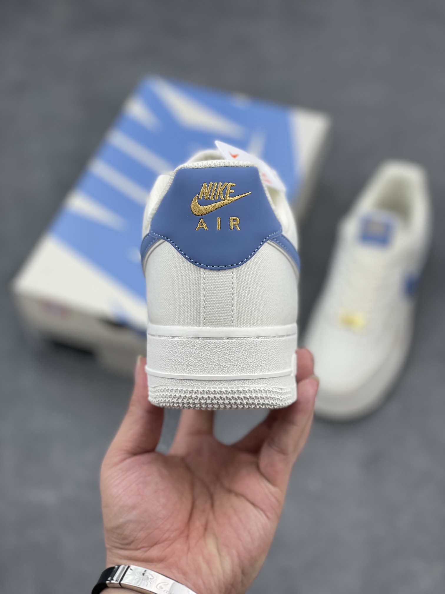 Nike Air Force 1 '07 Low-Top Sneakers - Blue and Gold Accents 5 i1660682947 4659 3