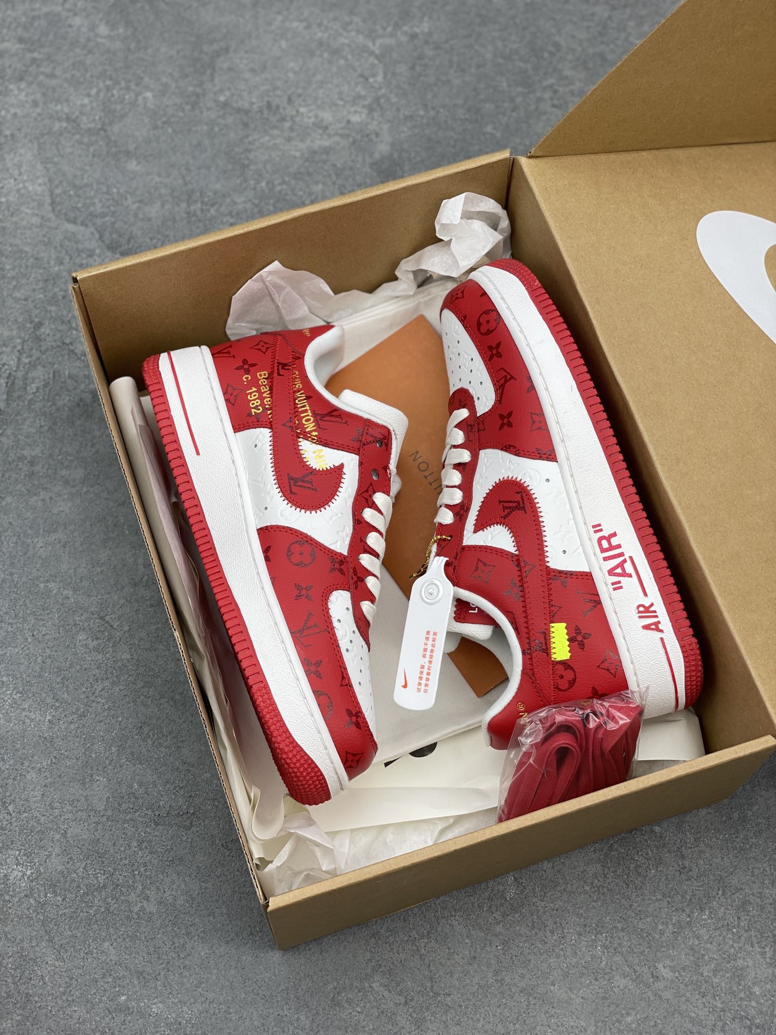 Lv x Nike Air Force 1 Low Louis Vuitton Sneakers - Red/White 10 i1660683044 1340 8