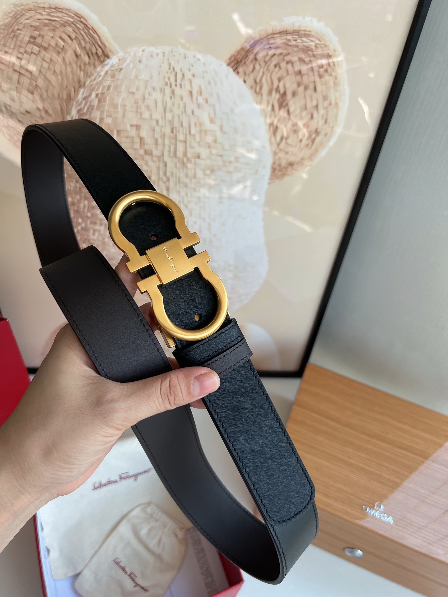 Ferragamo菲拉格慕   精致8字金属夹扣男士3.5cm腰带
