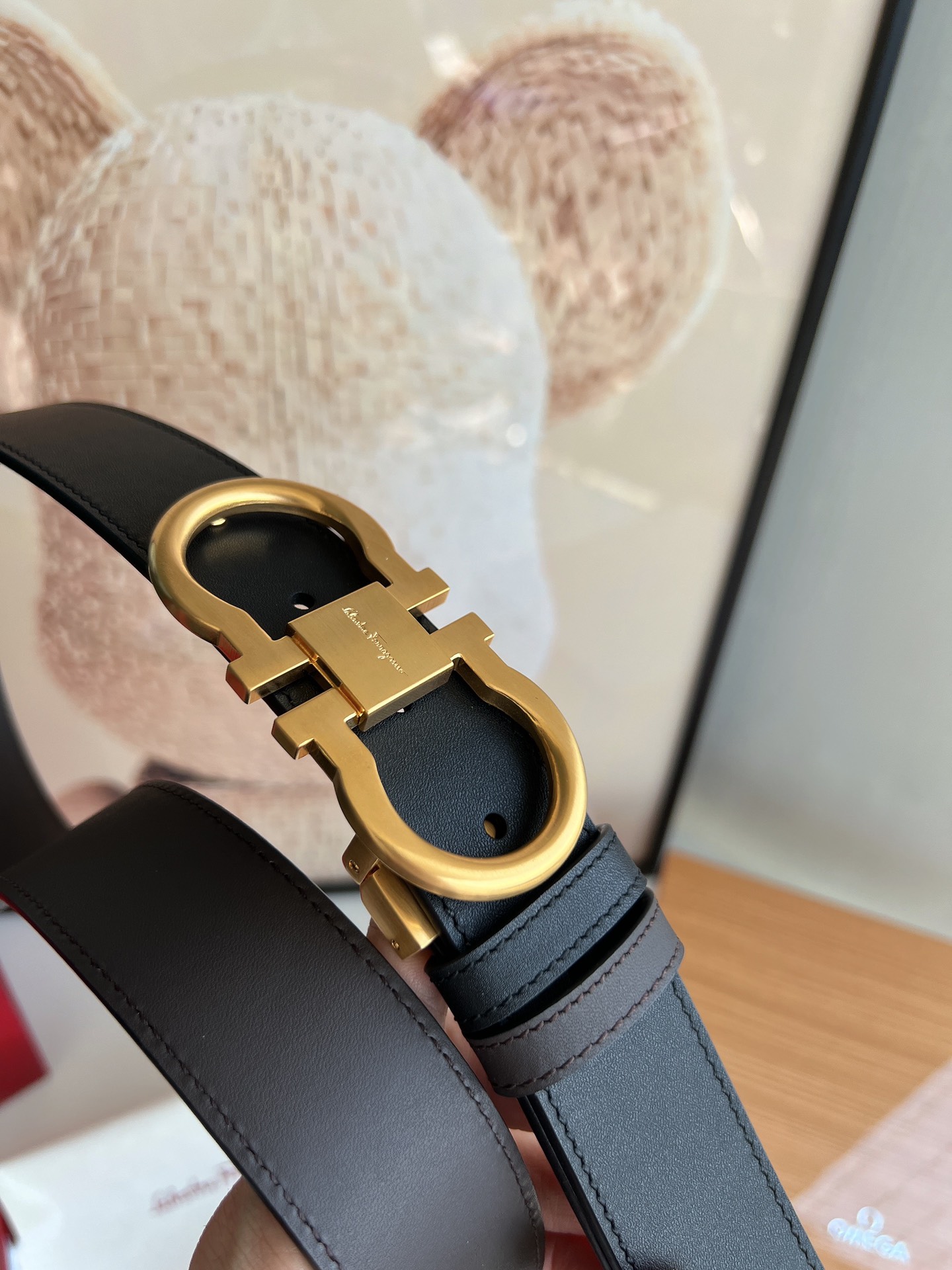 Ferragamo菲拉格慕   精致8字金属夹扣男士3.5cm腰带