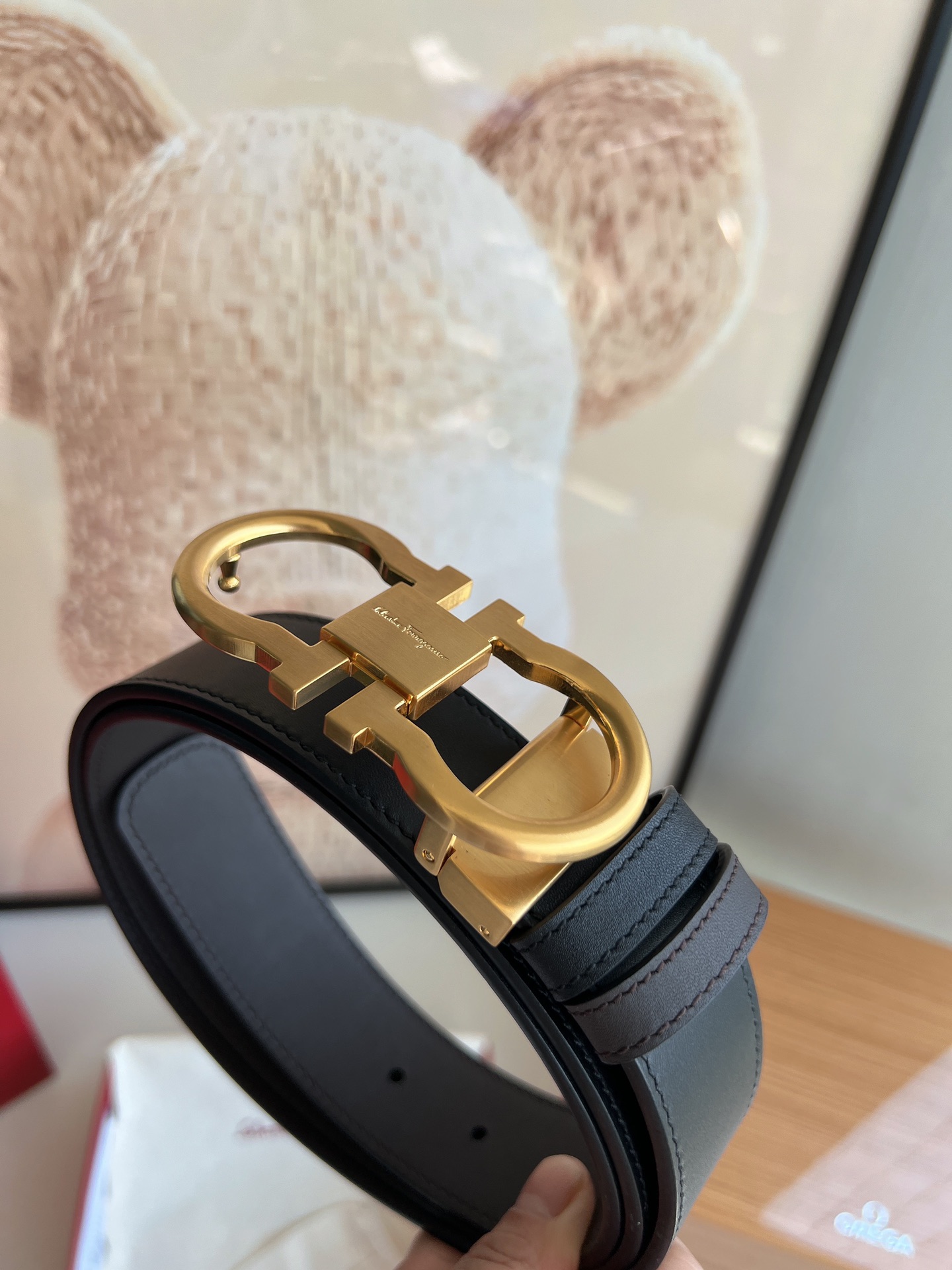 Ferragamo菲拉格慕   精致8字金属夹扣男士3.5cm腰带