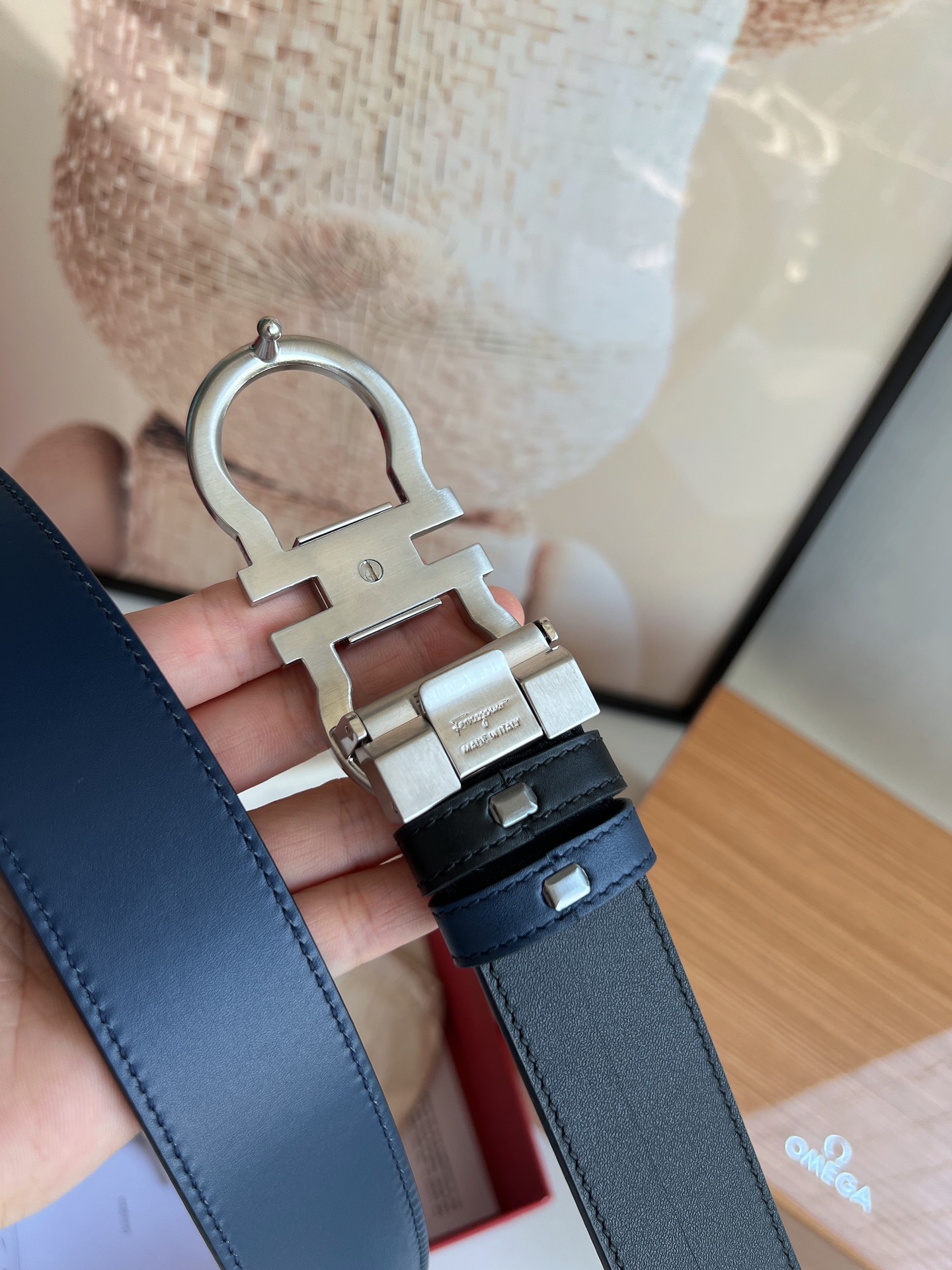 Ferragamo菲拉格慕   精致8字金属夹扣男士3.5cm腰带