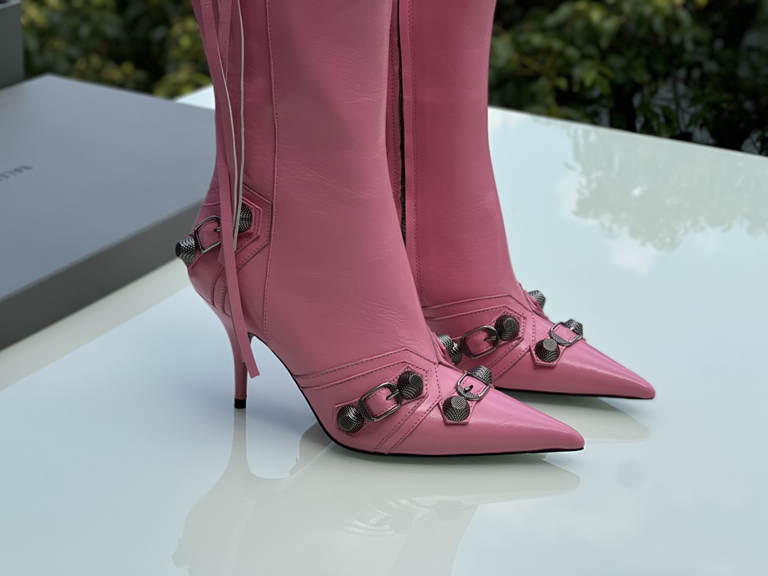 Knife velvet boots Balenciaga Pink size 41 EU in Velvet  20315712