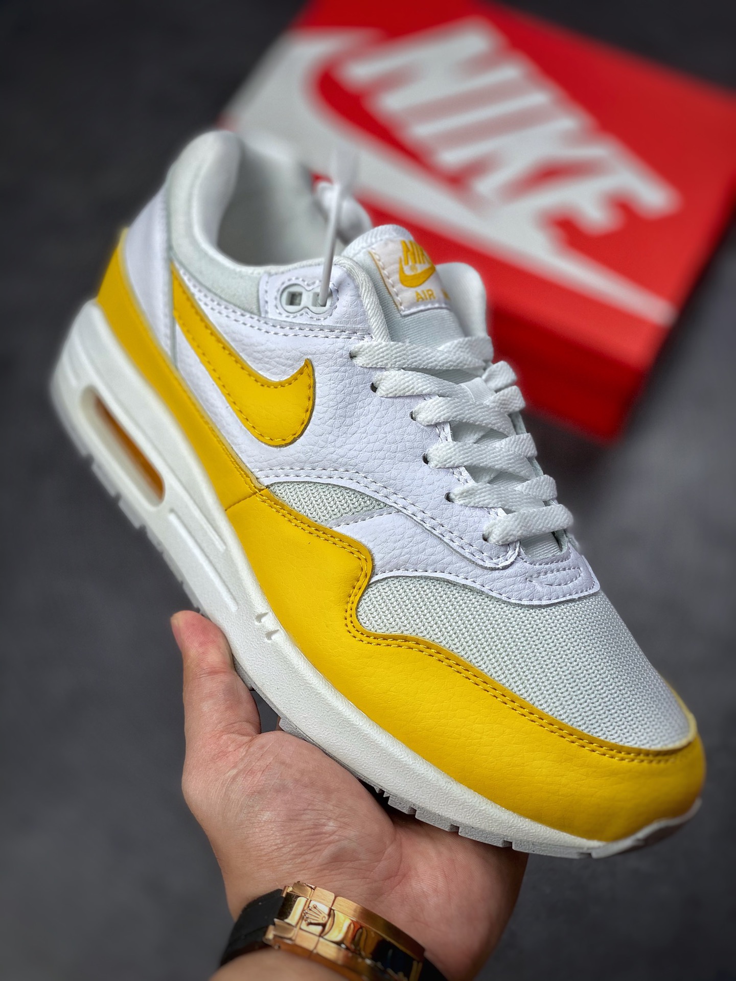 240 Nike Air Max 1 S 灰白黄复古休闲跑步鞋 DX2954-001