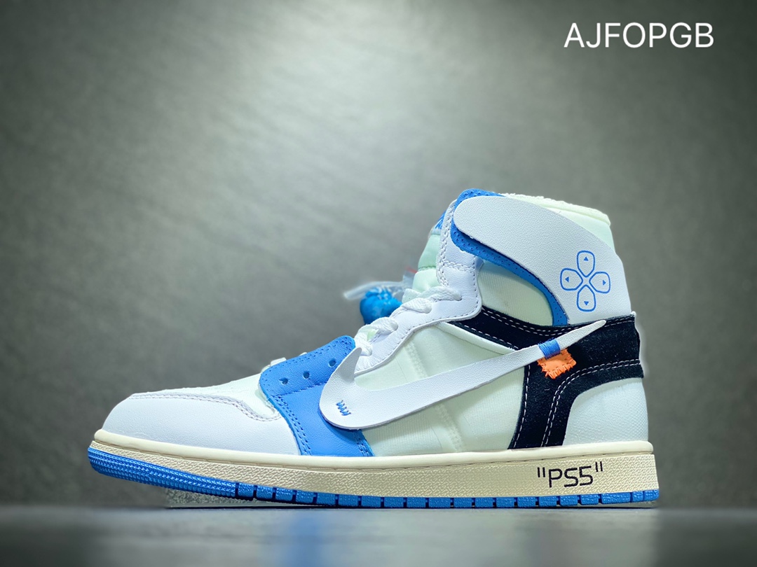 400 Off-White x Air Jordan 1 OW联名AJ1PSS 白蓝色AQ0818-168