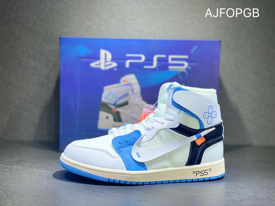 400 Off-White x Air Jordan 1 OW联名AJ1PSS 白蓝色AQ0818-168