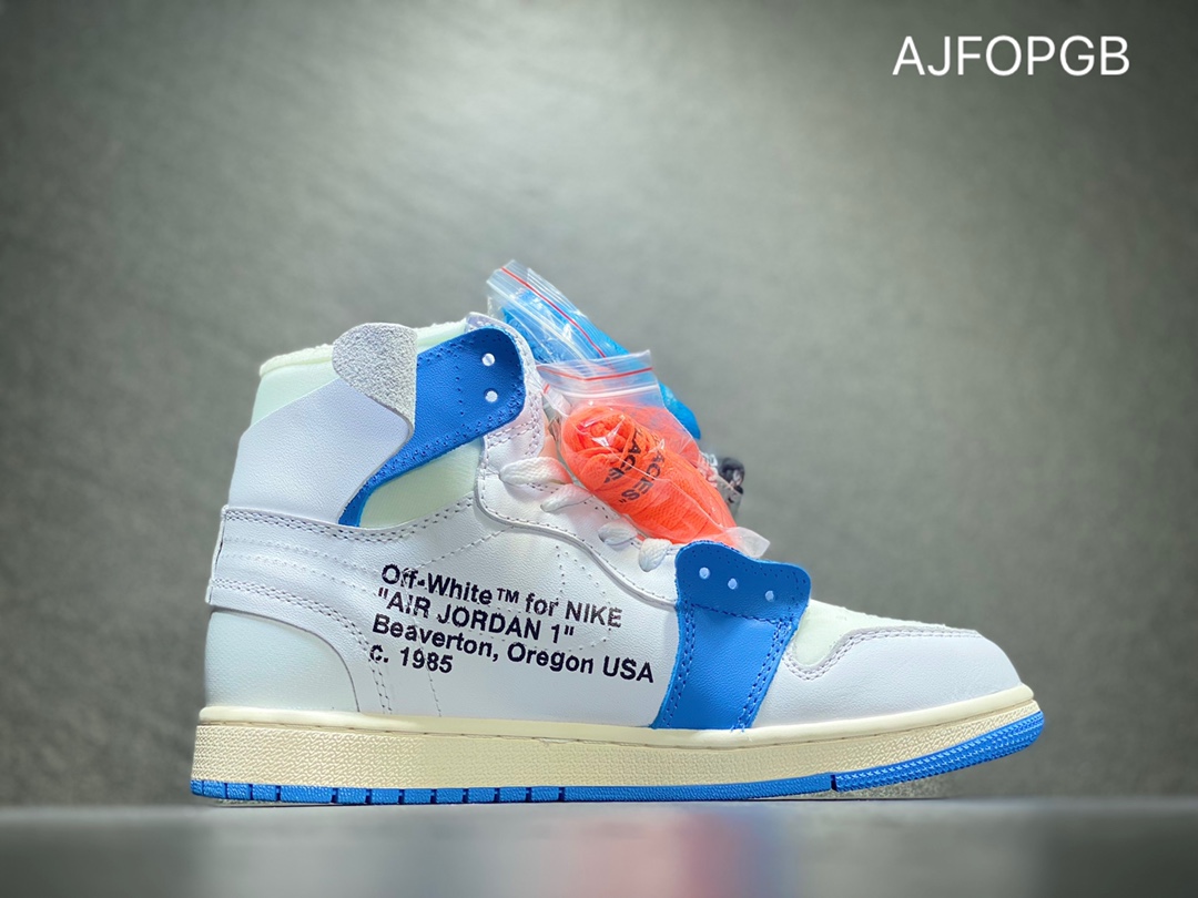400 Off-White x Air Jordan 1 OW联名AJ1PSS 白蓝色AQ0818-168