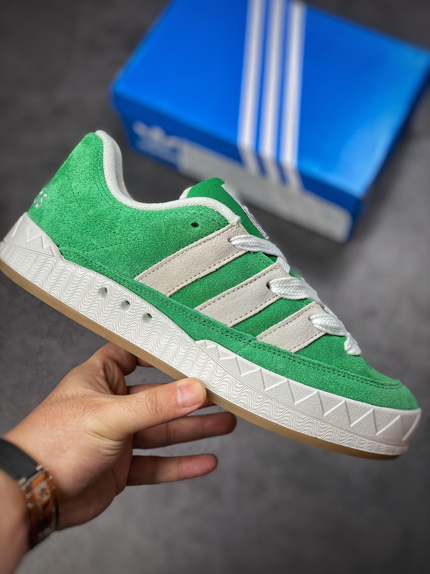 Adidas Adimatic series gray white green retro classic shark bread shoes GZ6202