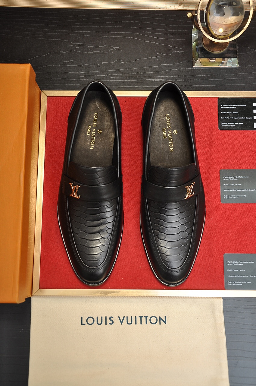 لويس فيتون الأحذية الأحذية طبقة واحدة جلد البقر مطّاط