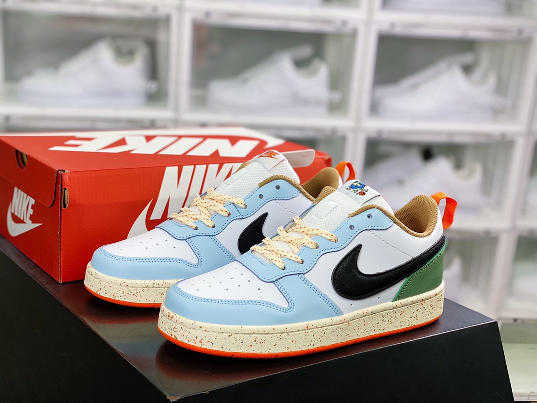 200 Court Borough Low 2 GS”White/Blue/Green/Black”学院系列休闲运动皮革板鞋DX6052-101