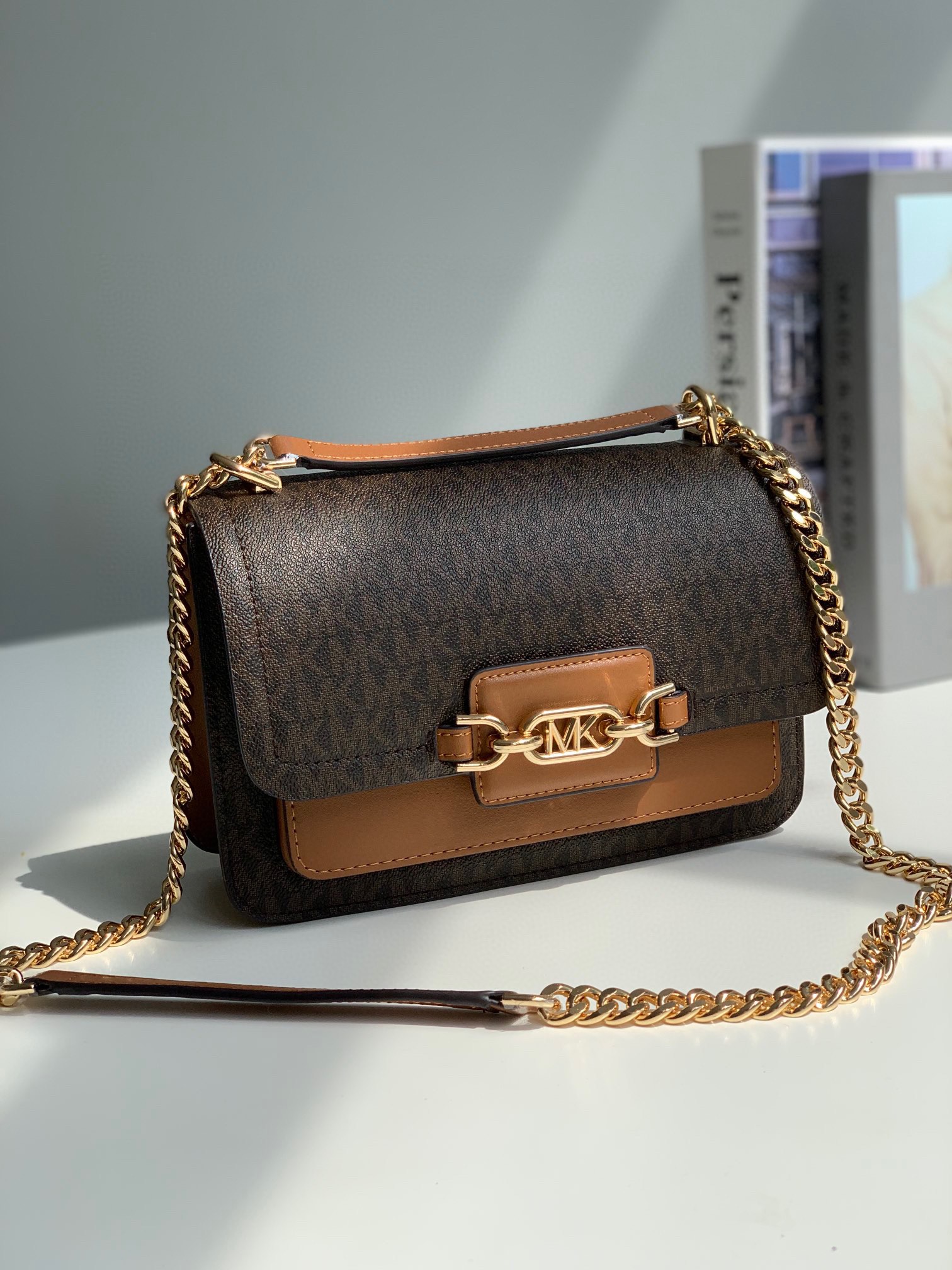 Michael Kors ～MK新款Heather 大号老花链条单肩包 小巧 是为她臻选的精美之礼