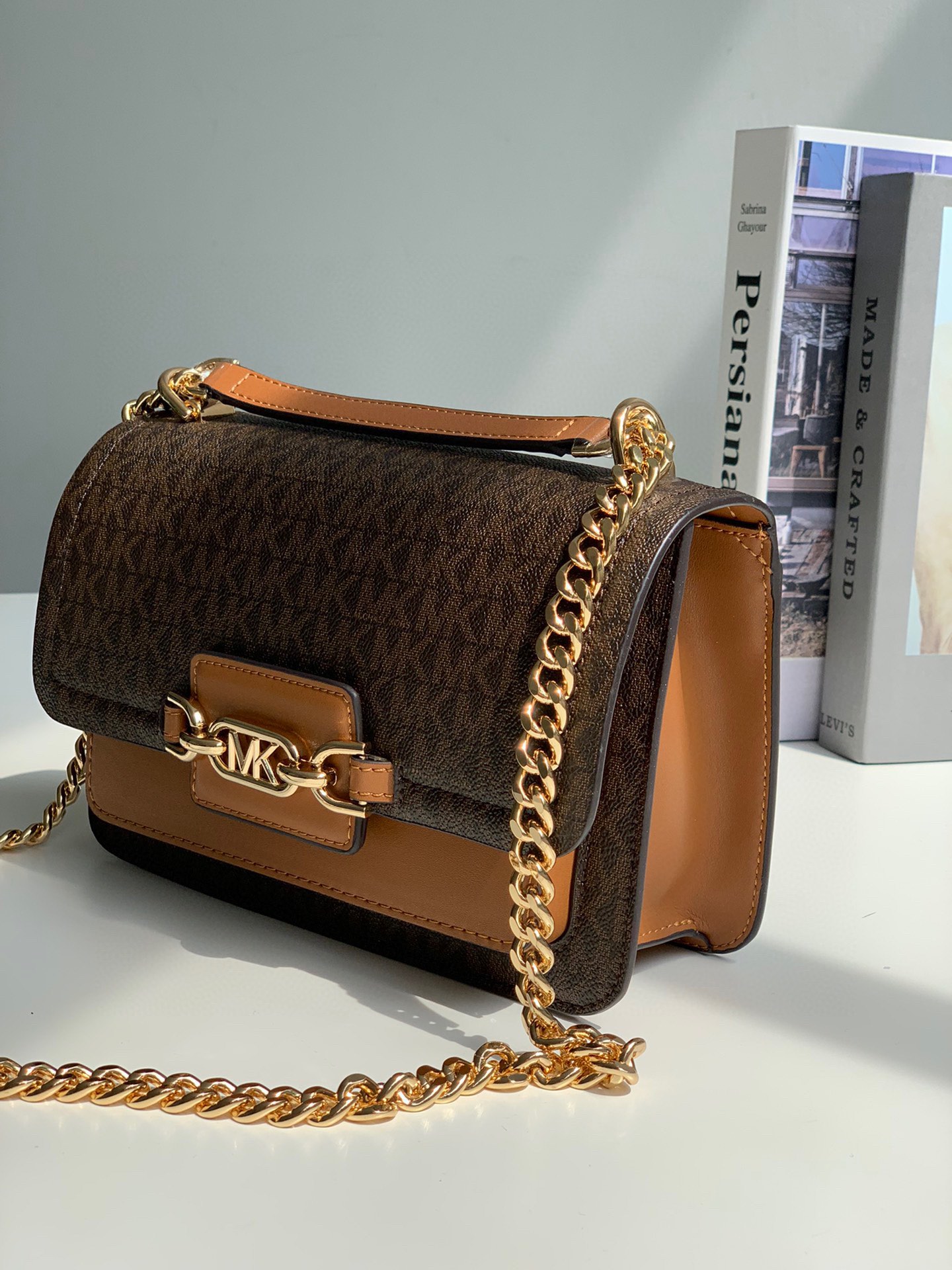 Michael Kors ～MK新款Heather 大号老花链条单肩包 小巧 是为她臻选的精美之礼