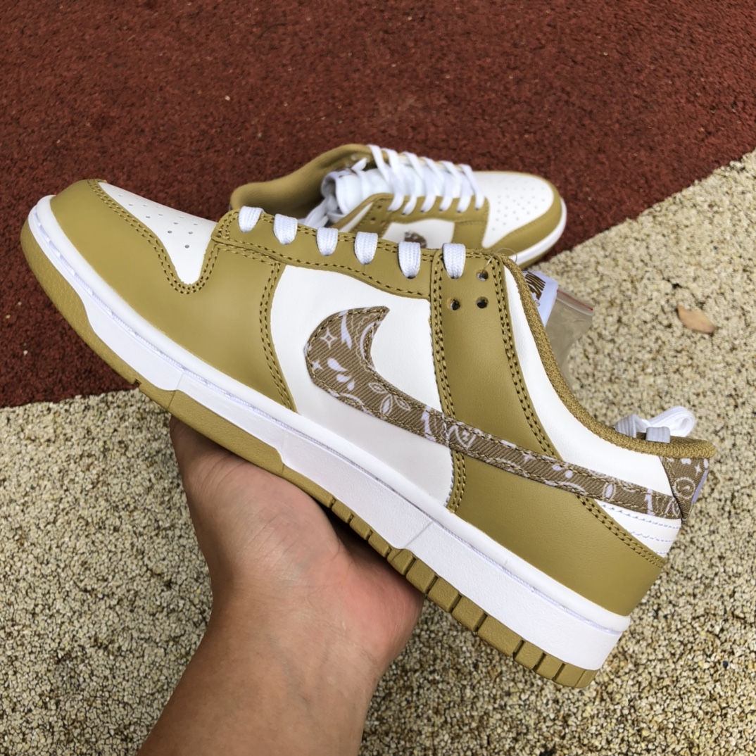 360  Nike Dunk Low ESS 白黄 腰果花低帮潮流复古休闲板鞋 DH4401-104
