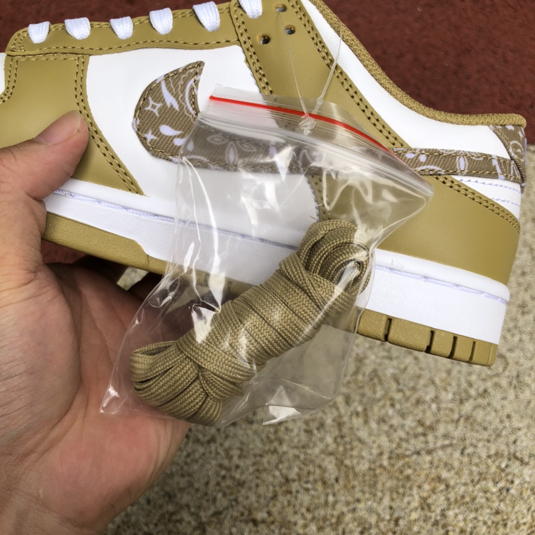 360  Nike Dunk Low ESS 白黄 腰果花低帮潮流复古休闲板鞋 DH4401-104