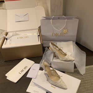 Dior Shoes High Heel Pumps White Embroidery Cotton Cowhide Lace Fashion