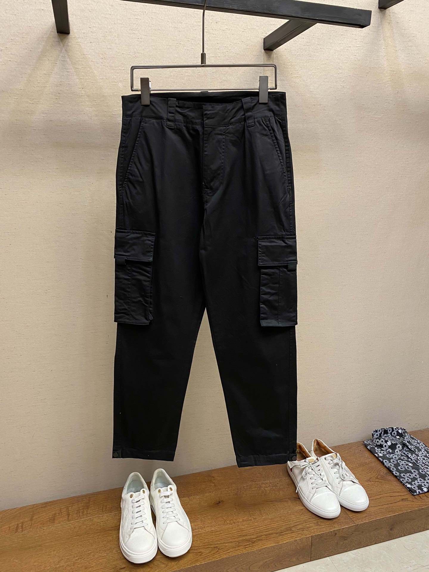 Dior Clothing Pants & Trousers Black Silver Splicing Men Polyester Fashion Casual