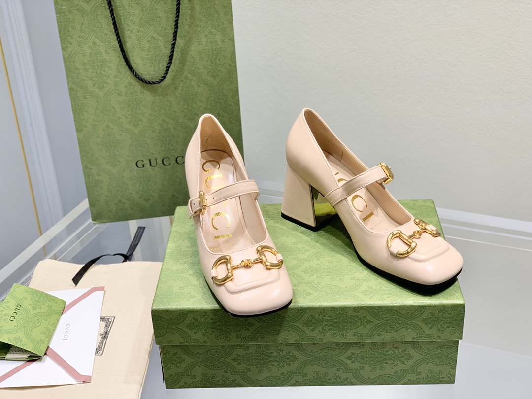 Gucci古奇22年夏季新款Baby玛丽珍高跟单鞋真皮底跟高:7.5cm35-39️订做34.40无退换