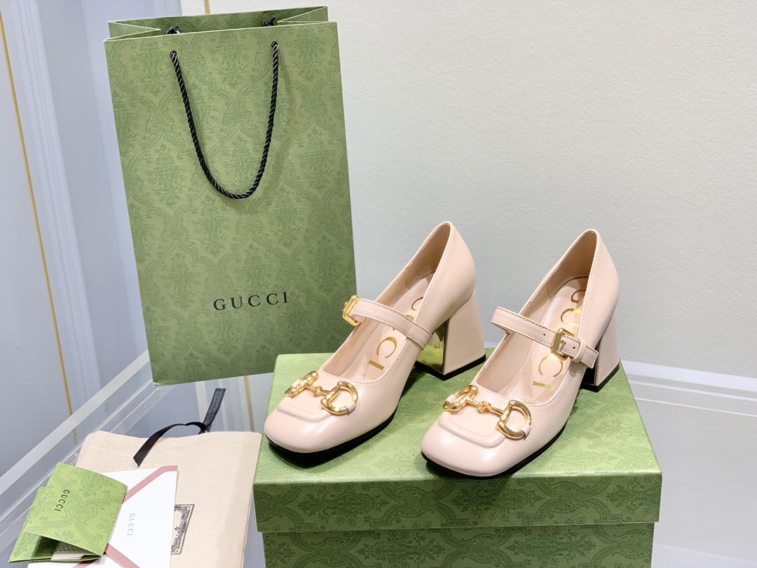 Gucci古奇22年夏季新款Baby玛丽珍高跟单鞋真皮底跟高:7.5cm35-39️订做34.40无退换