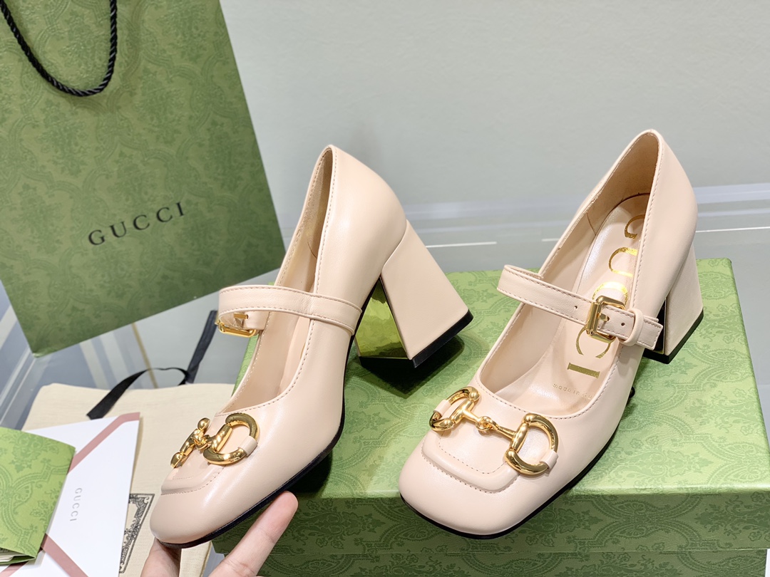 Gucci古奇22年夏季新款Baby玛丽珍高跟单鞋真皮底跟高:7.5cm35-39️订做34.40无退换