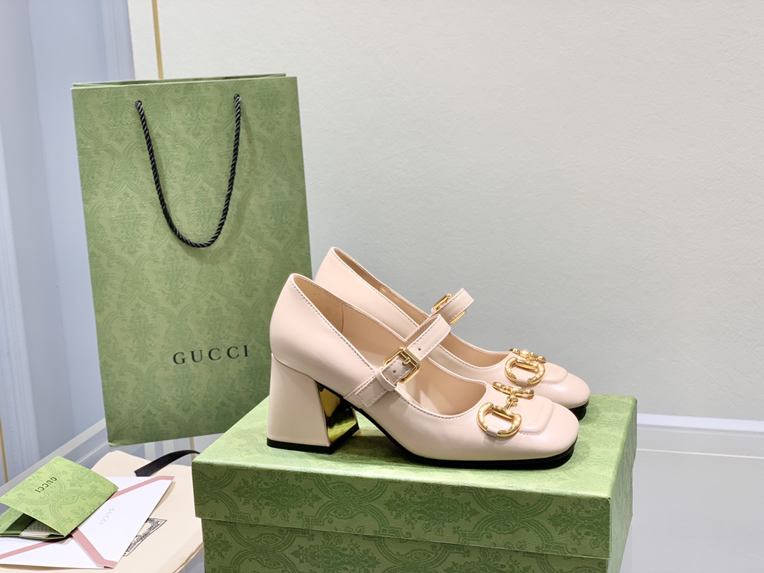 Gucci古奇22年夏季新款Baby玛丽珍高跟单鞋真皮底跟高:7.5cm35-39️订做34.40无退换