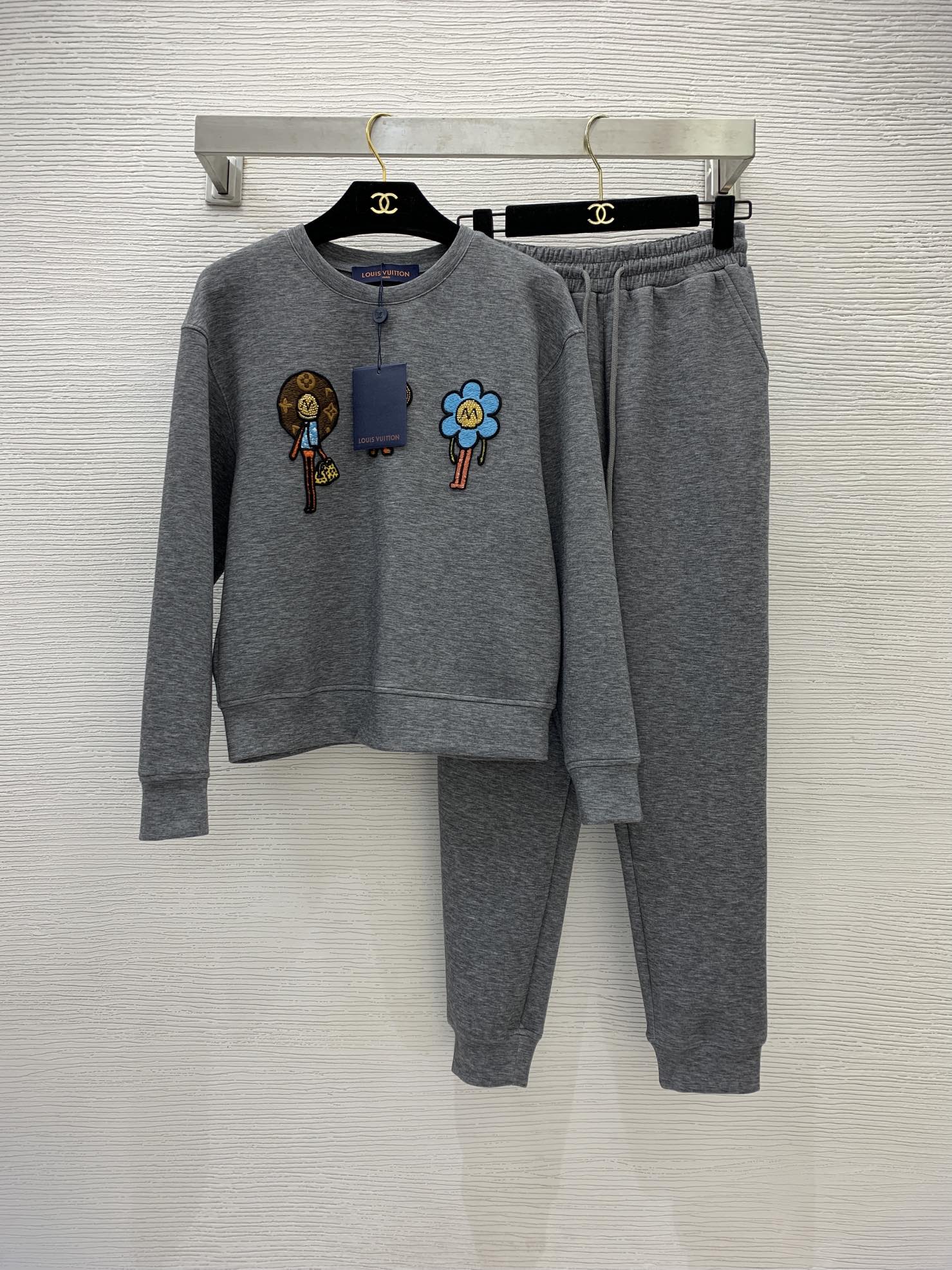 Louis Vuitton Clothing Sweatshirts Two Piece Outfits & Matching Sets Black Grey Embroidery Fashion Long Sleeve