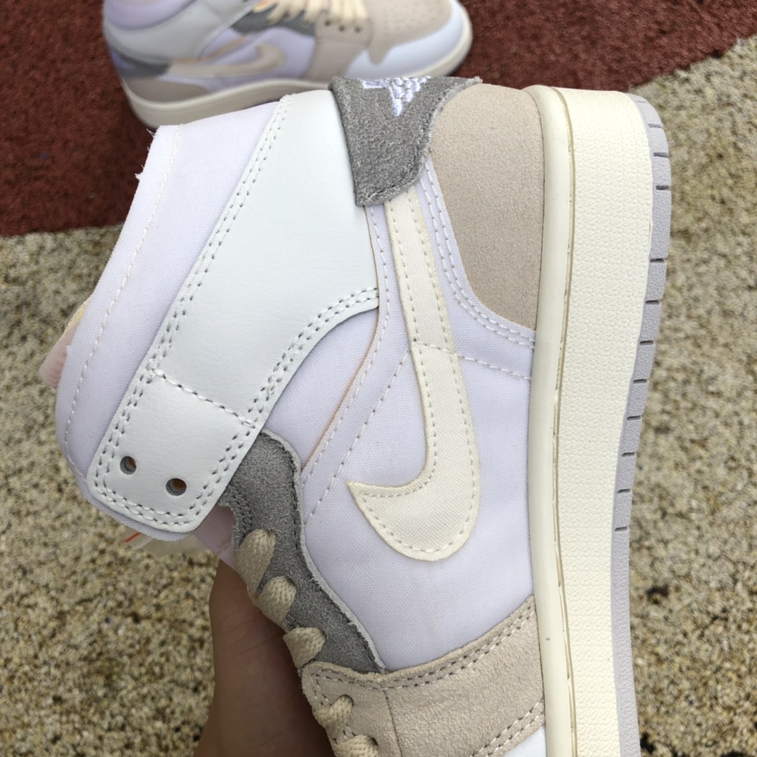 300 Air jordan 1 Mid AJ1白灰 小ow拼接 篮球鞋 DM9652-100