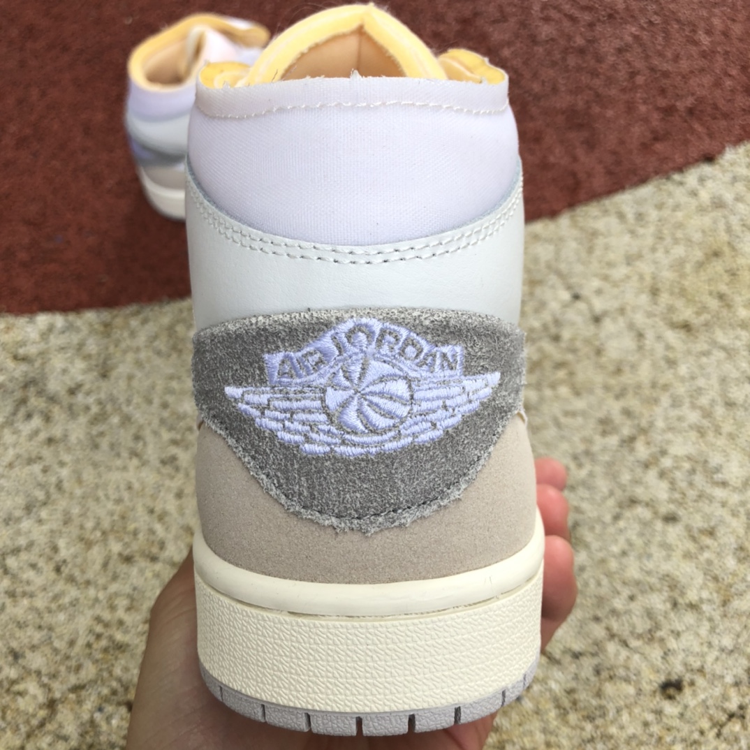 300 Air jordan 1 Mid AJ1白灰 小ow拼接 篮球鞋 DM9652-100