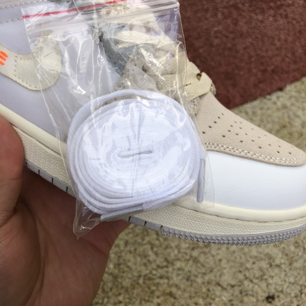 300 Air jordan 1 Mid AJ1白灰 小ow拼接 篮球鞋 DM9652-100