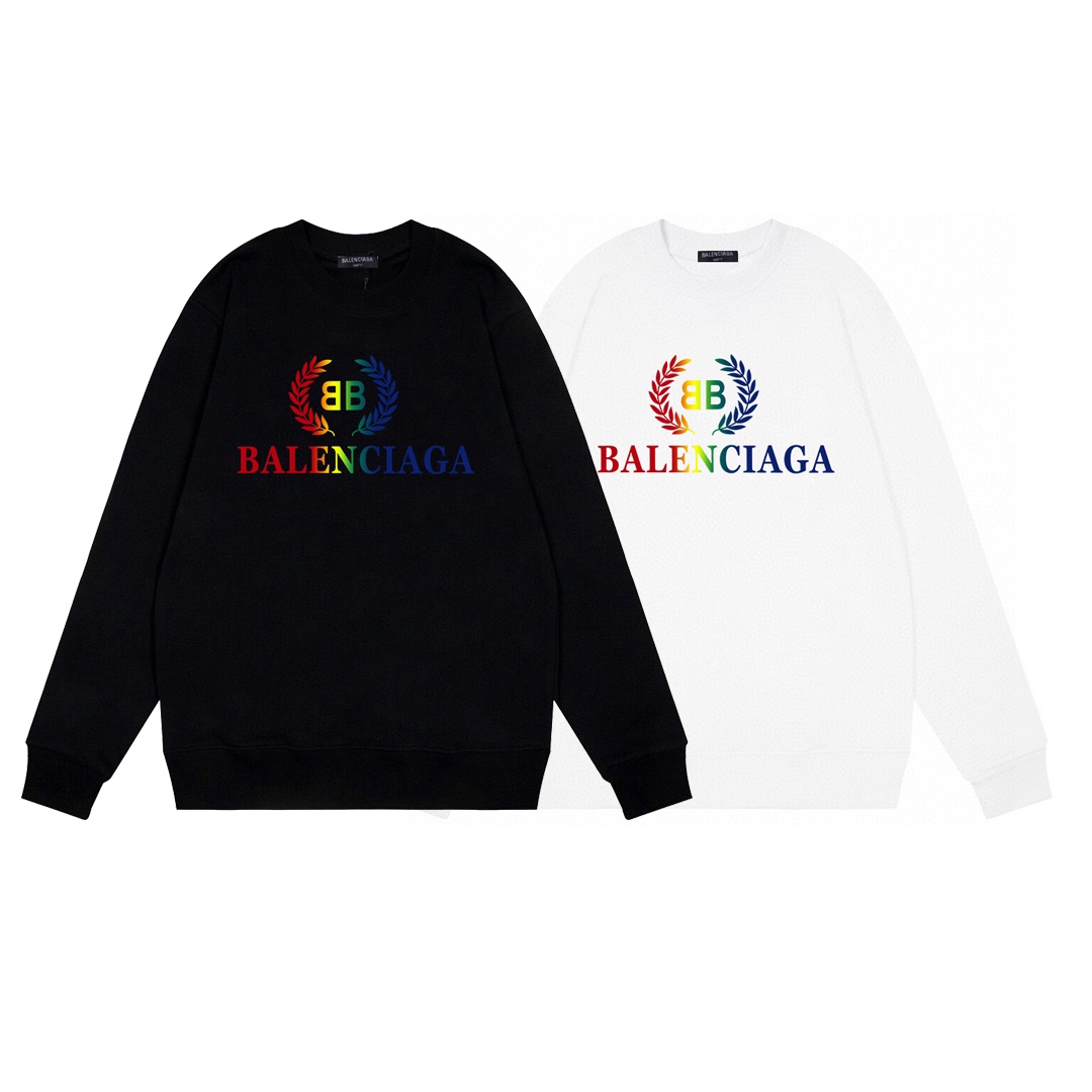 190 Balenciaga/巴黎世家秋冬新款彩虹麦穗字母印花经典