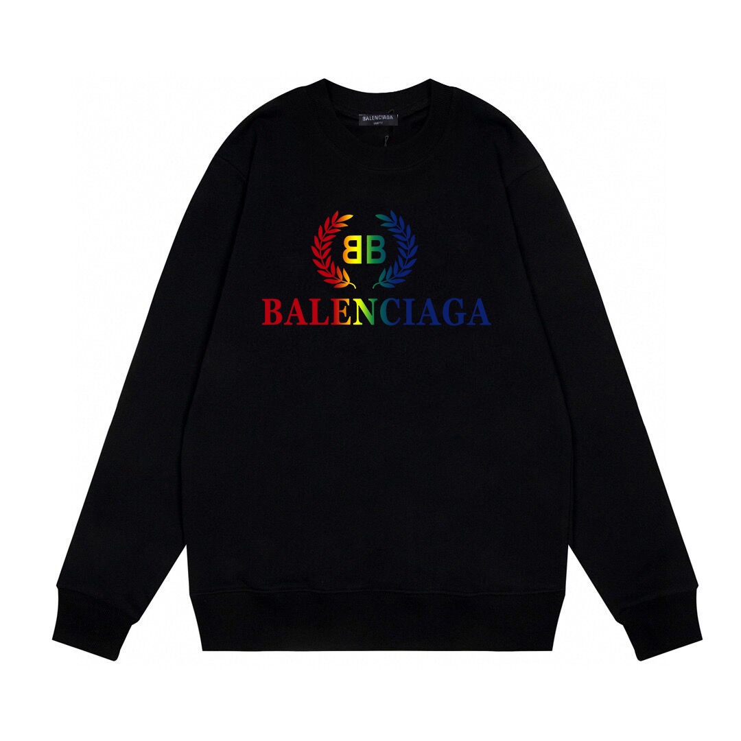 190 Balenciaga/巴黎世家秋冬新款彩虹麦穗字母印花经典