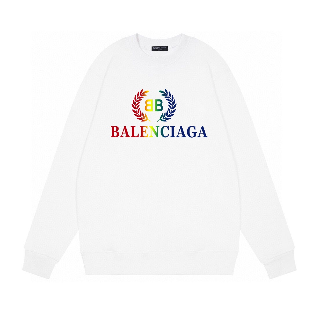 Balenciaga/巴黎世家秋冬新款彩虹麦穗字母印花经典